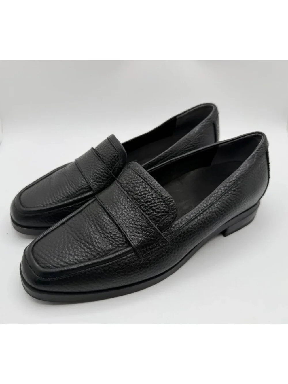 Vionic Sellah Tumbled Leather Penny Loafers Black Women Size 8 Work Casual Shoes
